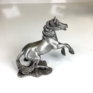 Vintage 1980 Hudson Fine Pewter USA Miniature Horse Stallion Figurine 4.25”H
